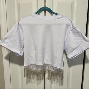 White crop top with jewels